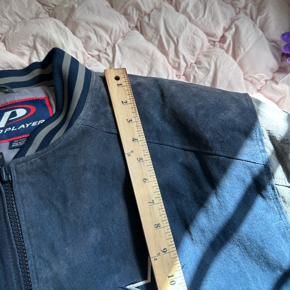 Vintage Pro Player Dallas Cowboys Blue Gray Leather Jacket Men’s 2XL NFL - Picture 9 of 10